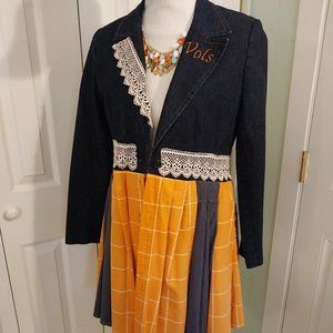 2572 Size Large Upcycled UT Vol's Tunic Jean Jacket